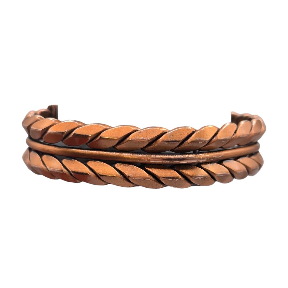 Bracelet Cuff Copper Artisan Woven Braid Chain Cable Edge Design 6" Read SKU3317